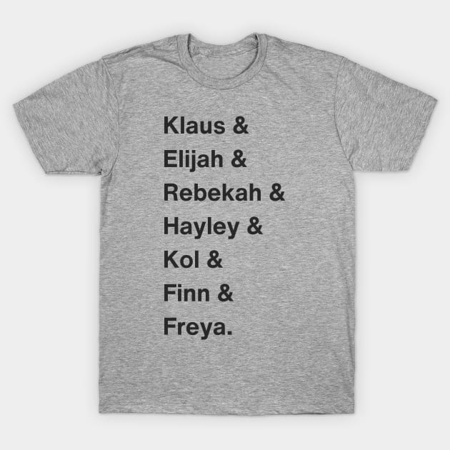 The Originals Character Names T-Shirt by Sweetest Glow